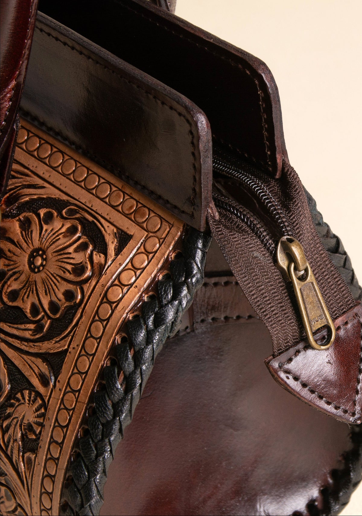 Hand Tooled Leather Tote Bag, Double Handle Western Satchel, Floral Carryall, Gift for Her